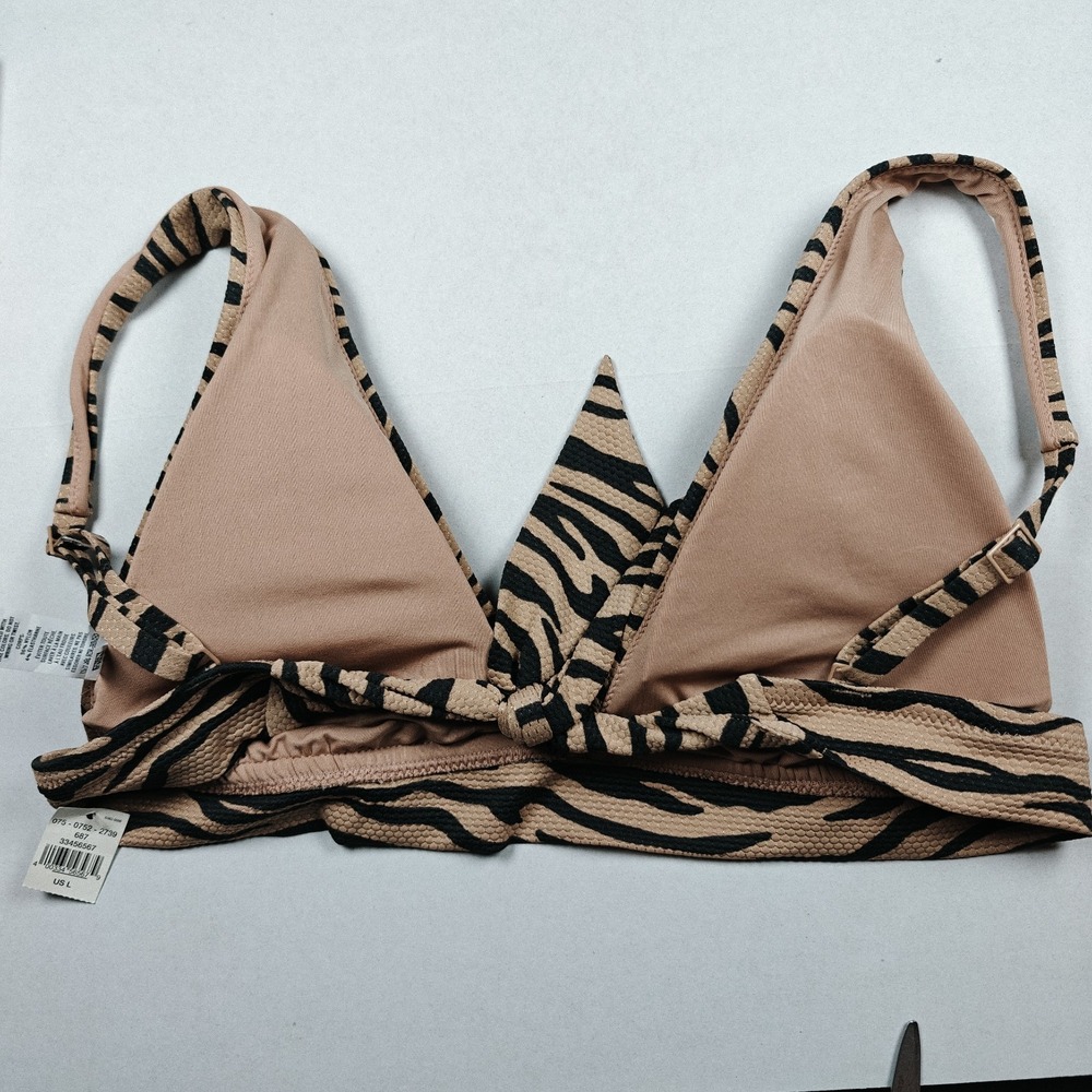 Aerie NWT Zebra Tan Removable Pad Tie Back Bikini Top  Small Adjustable Straps - Picture 4 of 10